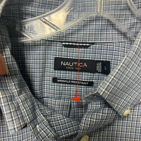 Nautica Men's Navy Plaid Button Down Shirt - Picture 3 of 4